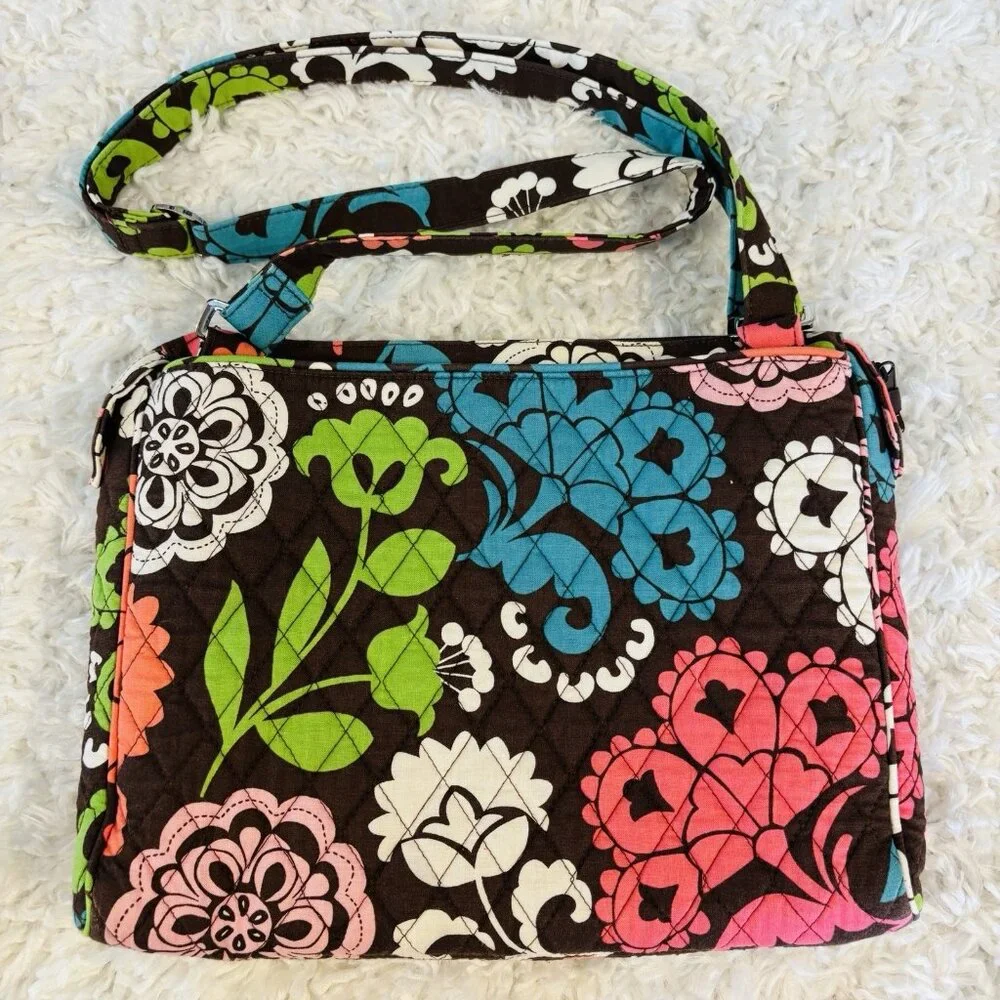 Vera Bradley Tablet Laptop Hipster Crossbody Bag Lola Pattern Floral Travel